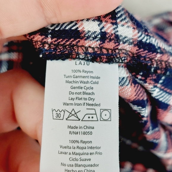 Laju Multicolor Plaid Rayon Long Sleeve Button-Down Shirts 898 - Picture 6 of 7